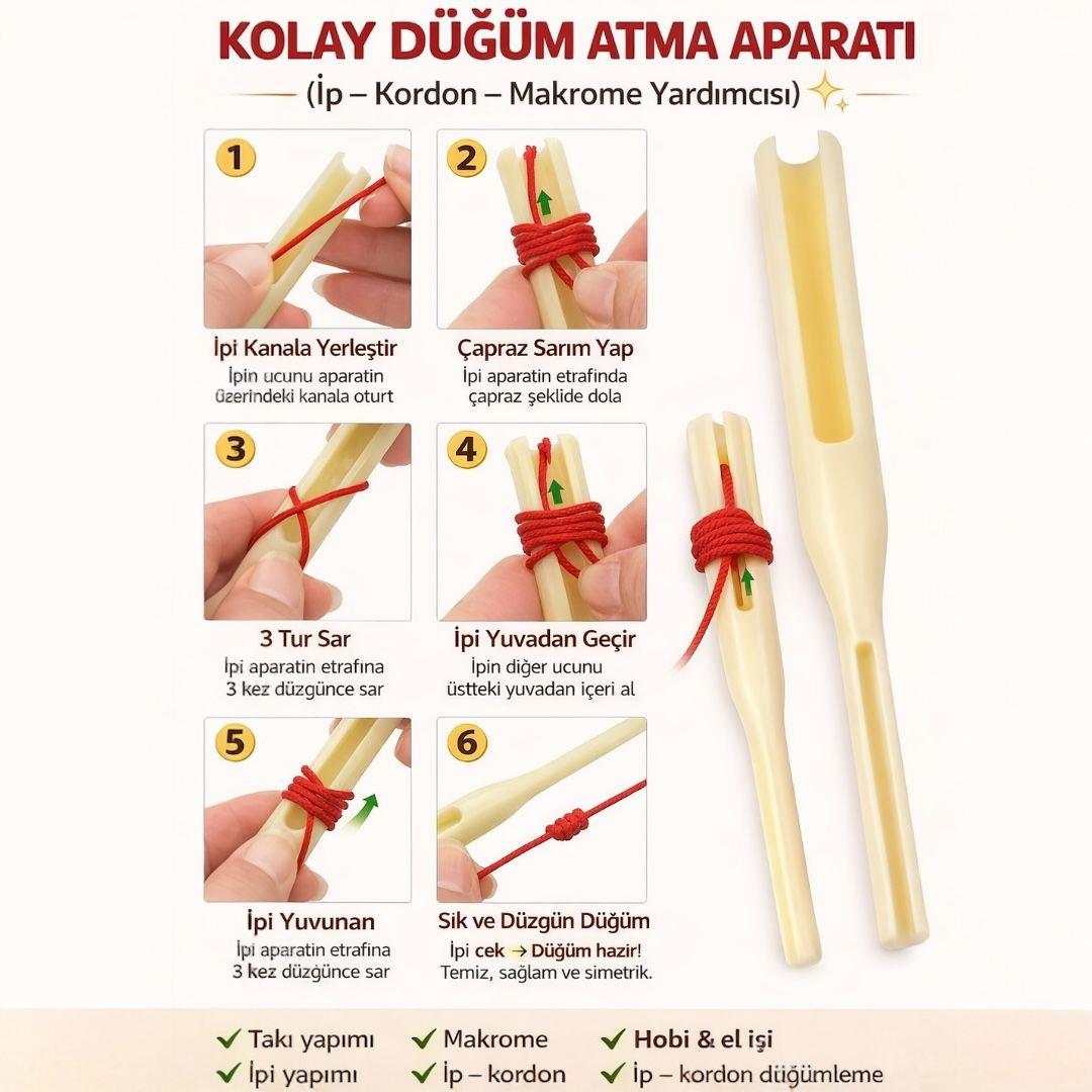 Kolay Düğüm Atma Aparatı - (İp – Kordon – Makrome Yardımcısı)