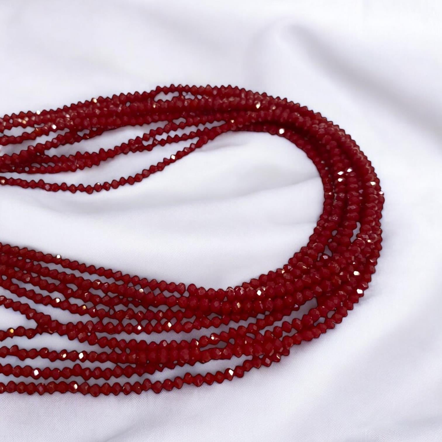 Kristal Dizi Cam Boncuk (1 mm) Bordo