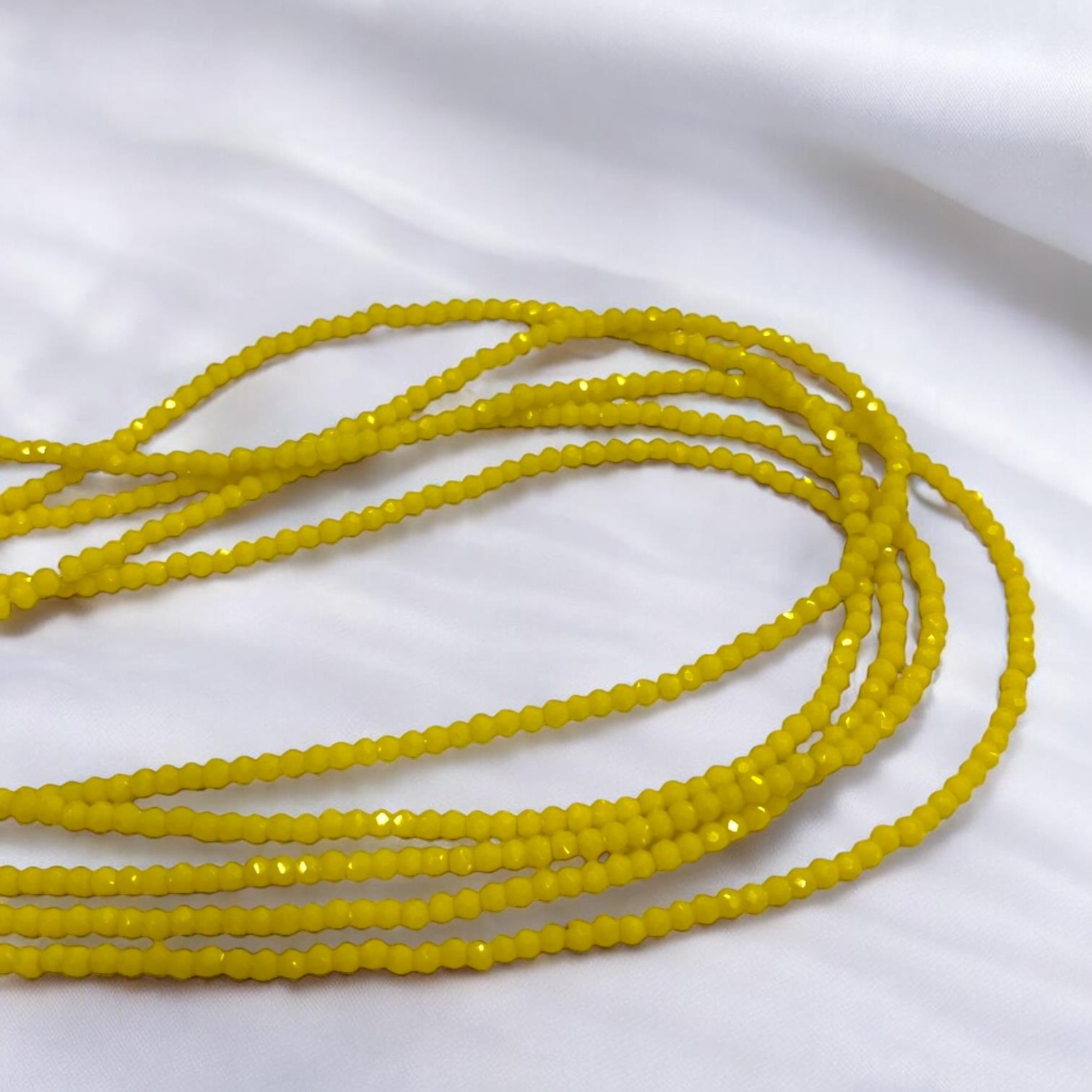 Kristal Dizi Cam Boncuk (1 mm) Koyu Sarı
