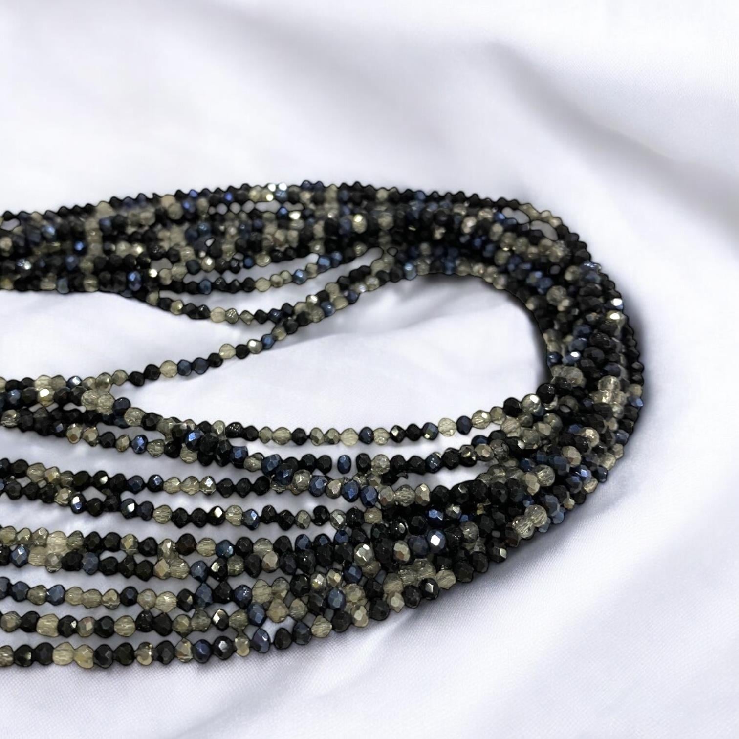 Kristal Dizi Cam Boncuk (1 mm) Özel Seri Alacalı