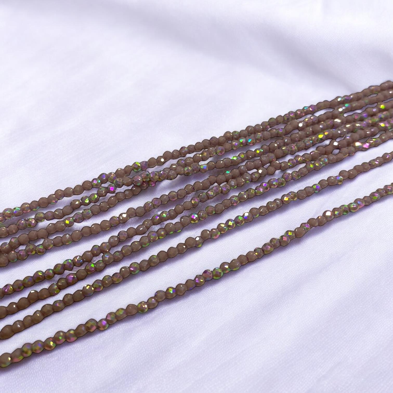 Kristal Dizi Cam Boncuk (1 mm) Özel Seri Mürdüm