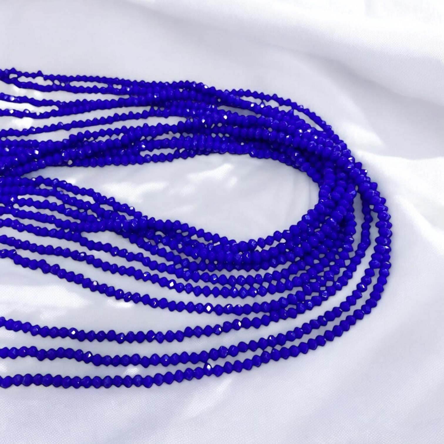 Kristal Dizi Cam Boncuk (1 mm) Saks Mavi