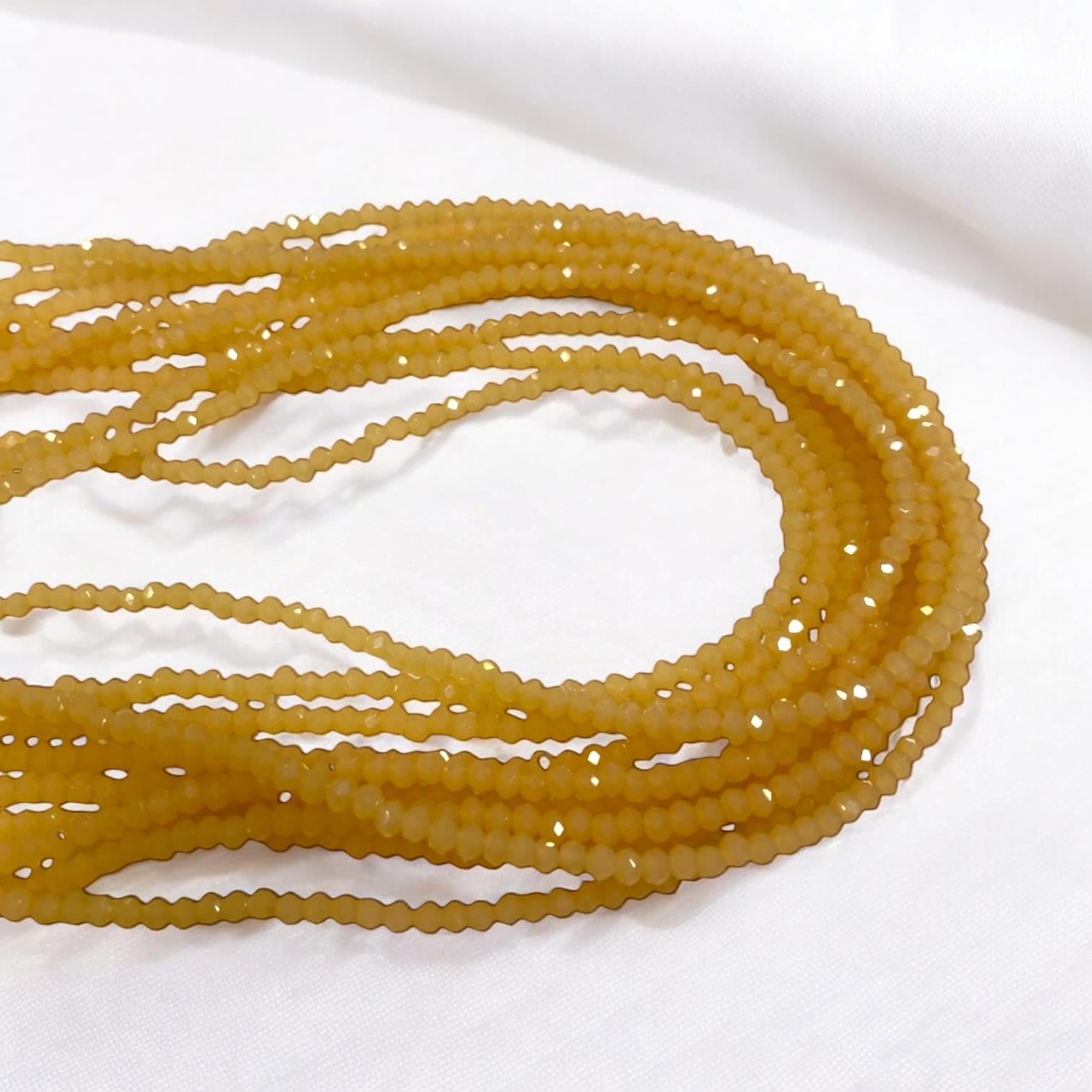 Kristal Dizi Cam Boncuk (1 mm) Turunç