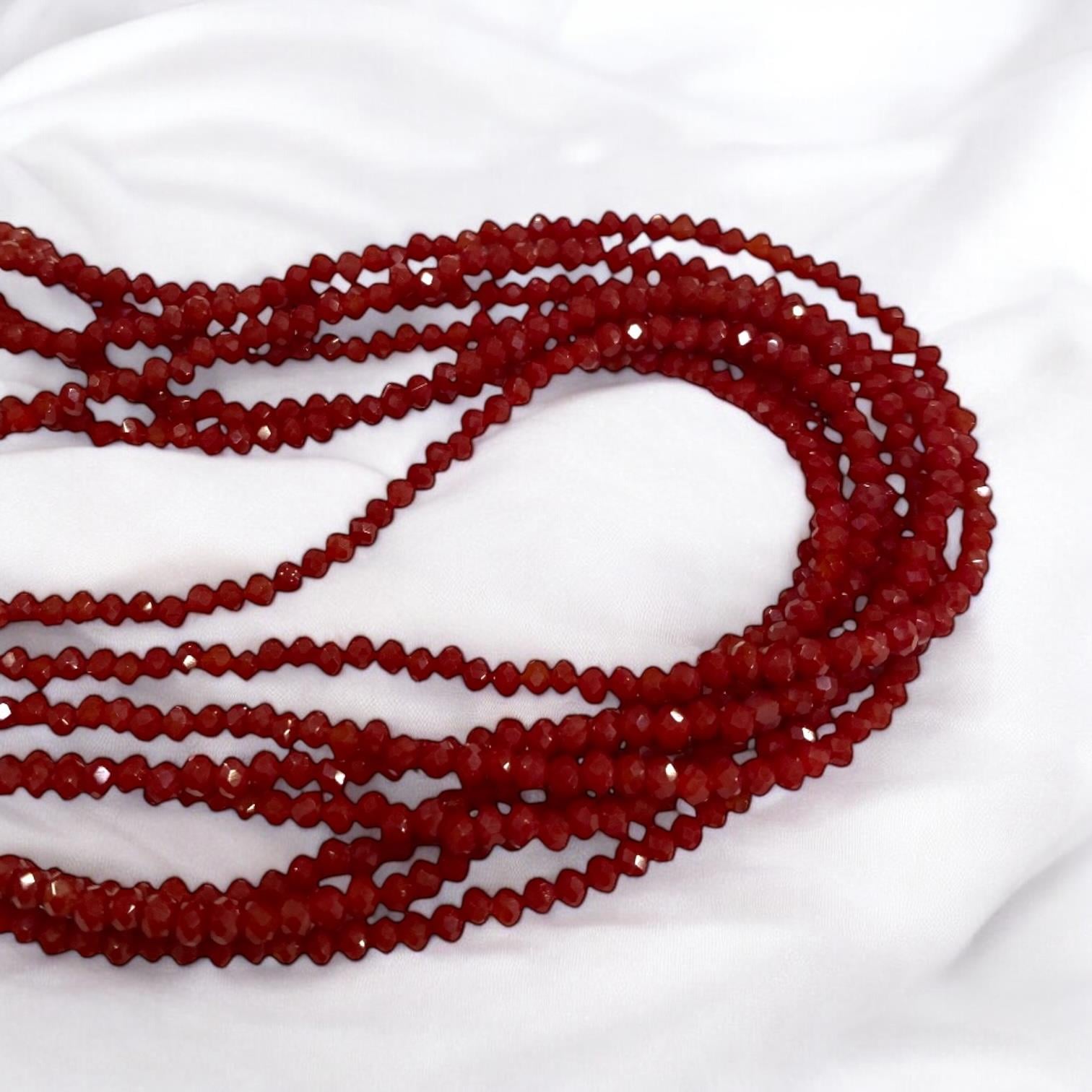 Kristal Dizi Cam Boncuk (2 mm) Bordo