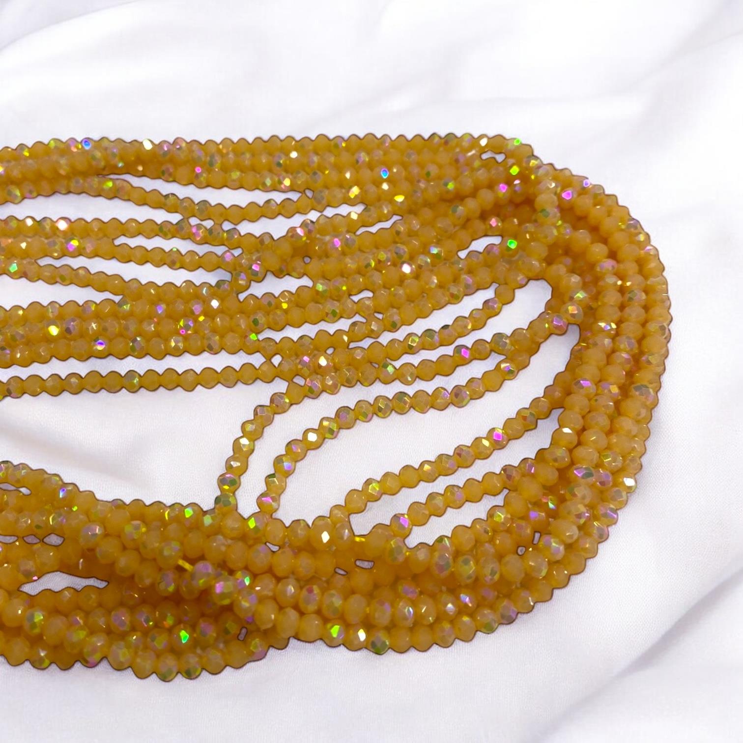 Kristal Dizi Cam Boncuk (2 mm) Lüks Işıltılı Mango