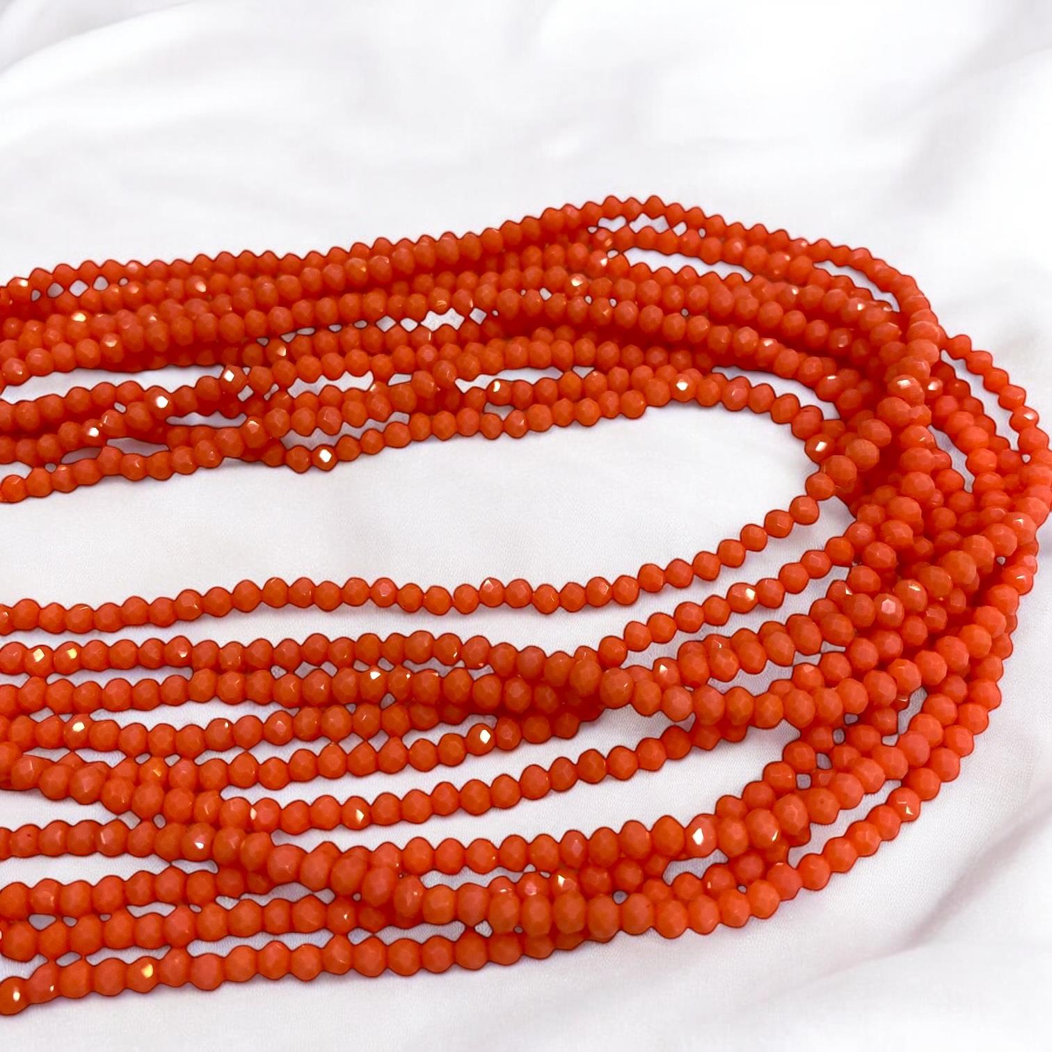 Kristal Dizi Cam Boncuk (2 mm) Orange