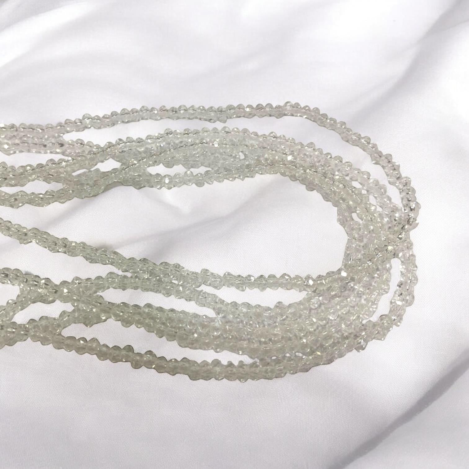 Kristal Dizi Cam Boncuk (2 mm) Sedef Beyaz