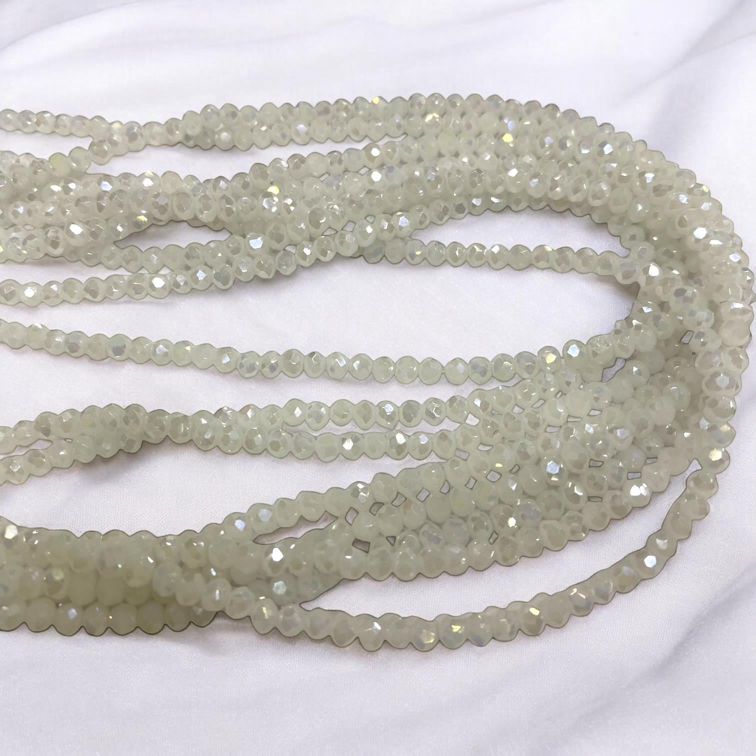 Kristal Dizi Cam Boncuk (3 mm) Beyaz