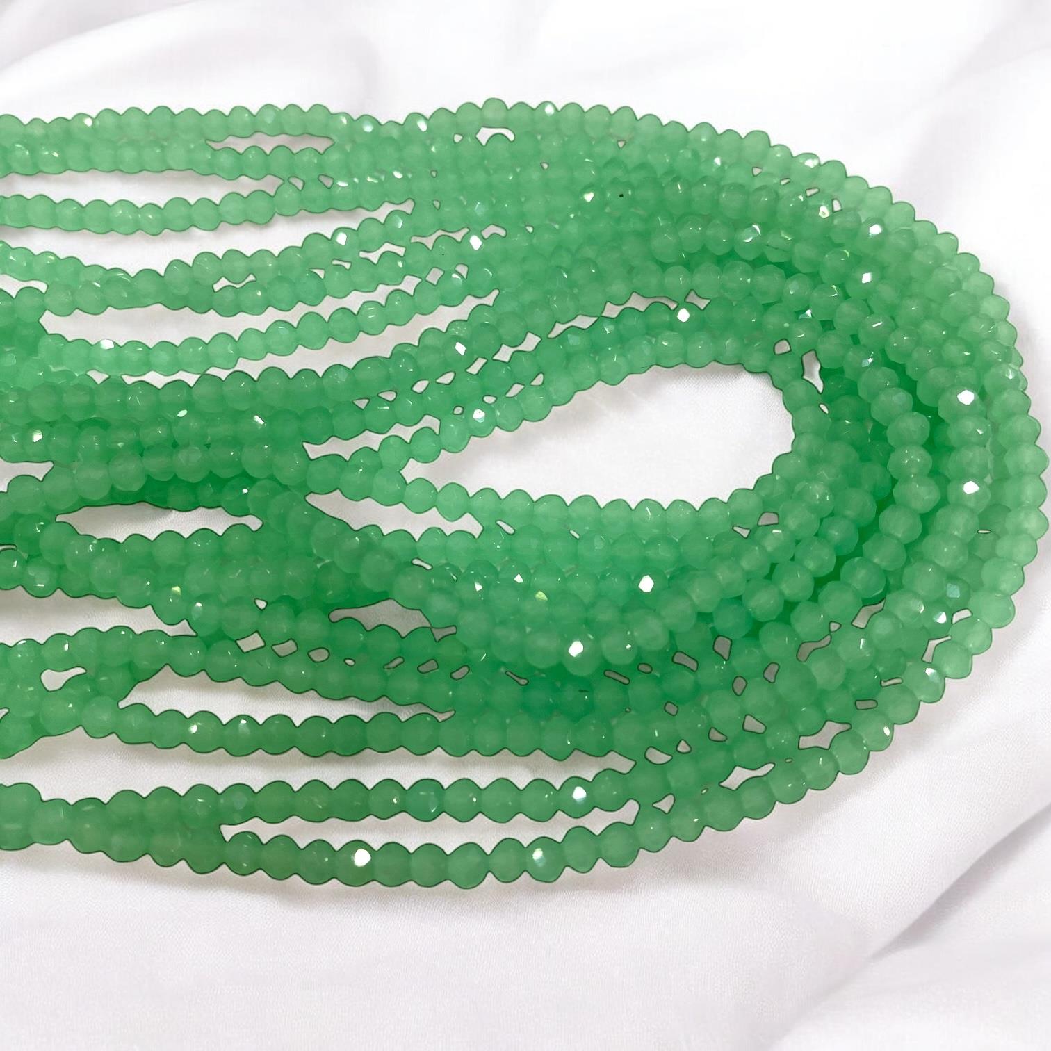 Kristal Dizi Cam Boncuk (3 mm) Su Yeşili