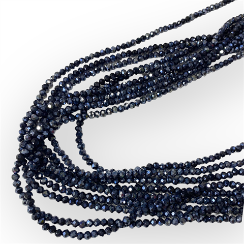 Kristal Dizi Cam Boncuk (4 mm) Antrasit Füme