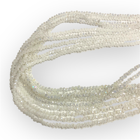 Kristal Dizi Cam Boncuk (4 mm) Beyaz