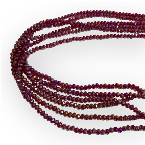 Kristal Dizi Cam Boncuk (4 mm) Canlı Bordo