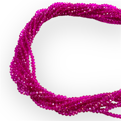 Kristal Dizi Cam Boncuk (4 mm) Fuşya