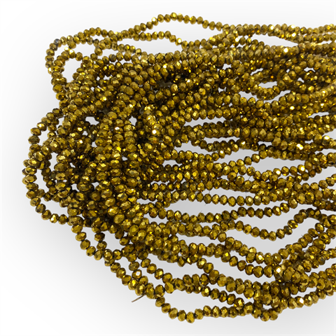 Kristal Dizi Cam Boncuk (4 mm) Gold