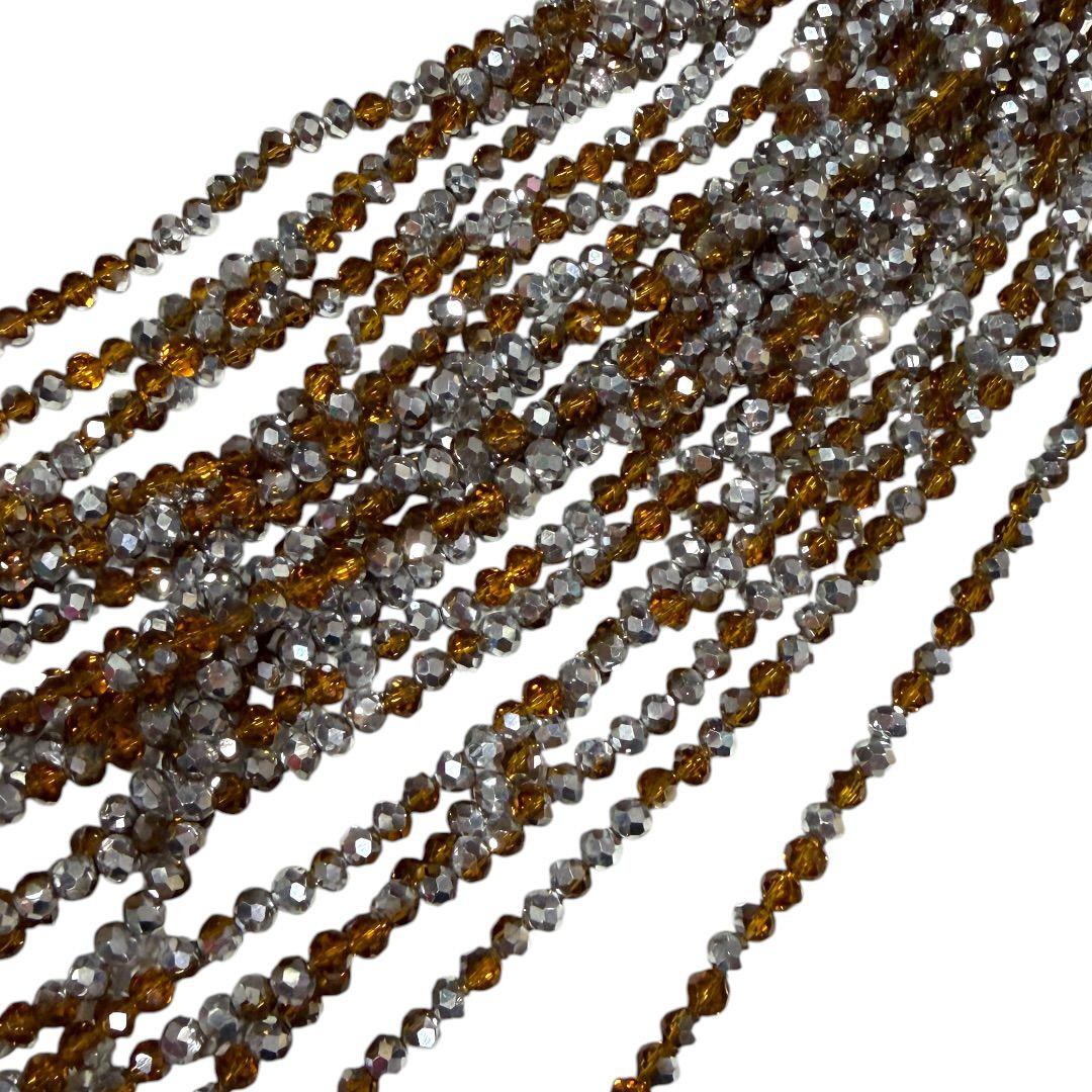 Kristal Dizi Cam Boncuk (4 mm) Luxury Kehribar