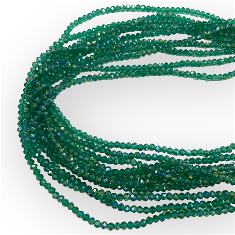 Kristal Dizi Cam Boncuk (4 mm) Renkli Yeşil