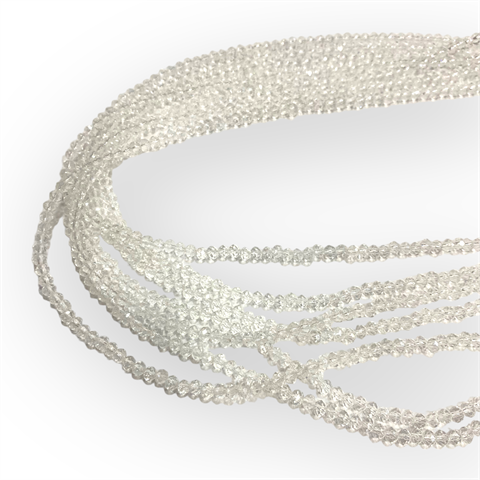 Kristal Dizi Cam Boncuk (4 mm) Şeffaf Beyaz