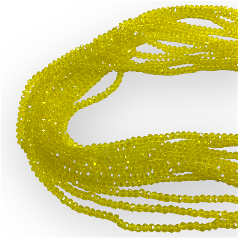 Kristal Dizi Cam Boncuk (4 mm) Şeffaf Cam Sarı
