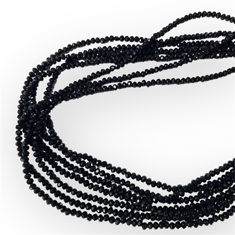 Kristal Dizi Cam Boncuk (4 mm) Siyah