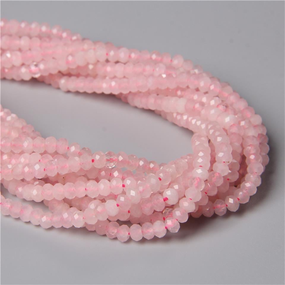 Kristal Dizi Cam Boncuk (4 mm) Soft Mat Pembe