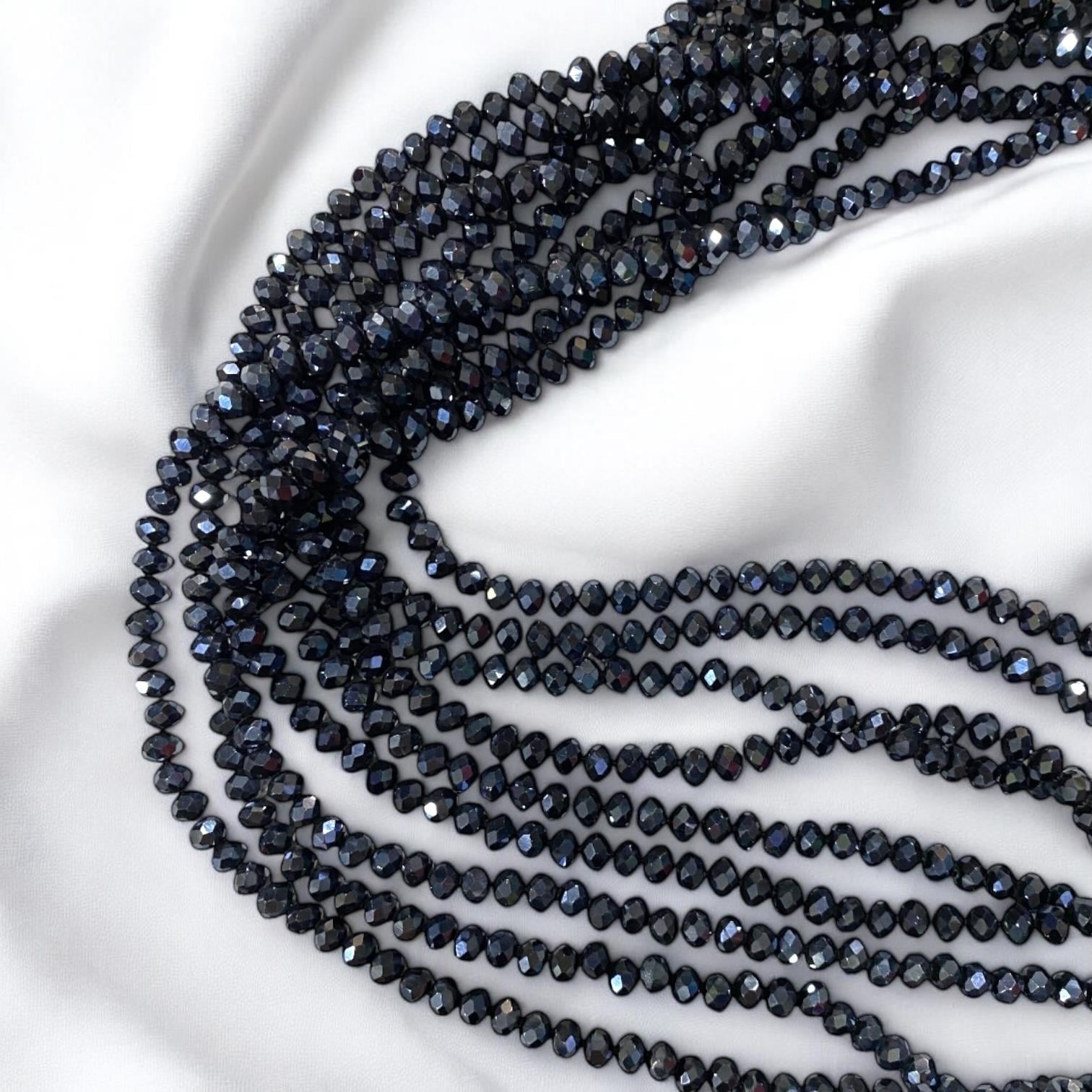 Kristal Dizi Cam Boncuk (6 mm) Antrasit