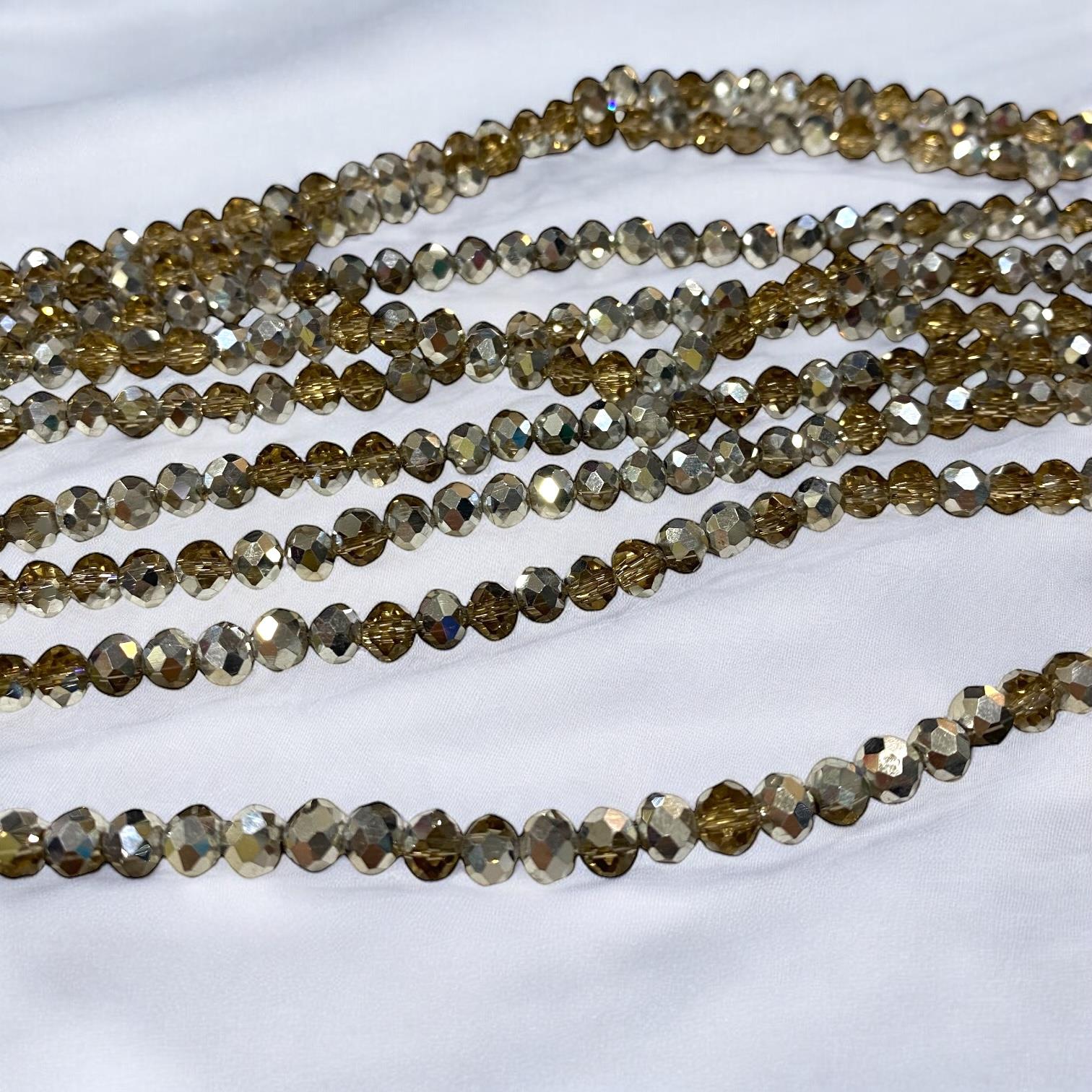 Kristal Dizi Cam Boncuk (6 mm) Coffe Silver