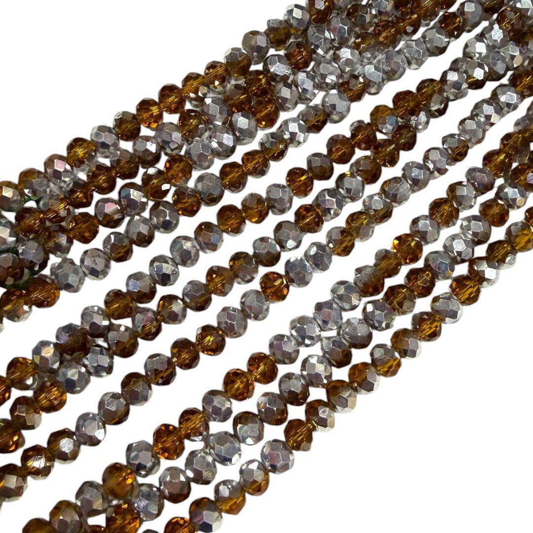 Kristal Dizi Cam Boncuk (6 mm) Luxury Kehribar