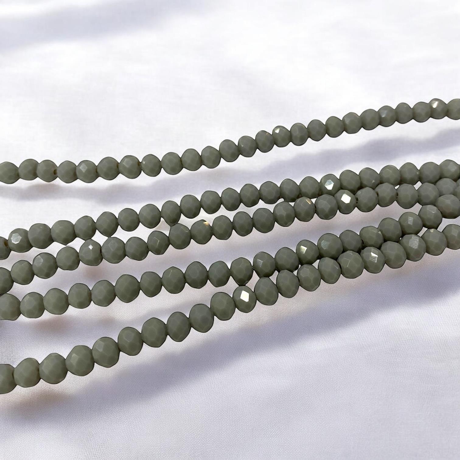 Kristal Dizi Cam Boncuk (6 mm) Mat Gri