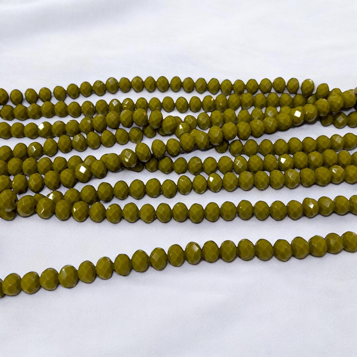 Kristal Dizi Cam Boncuk (6 mm) Mat Hardal