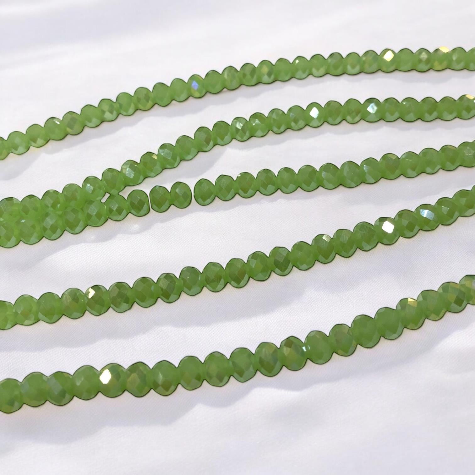 Kristal Dizi Cam Boncuk (6 mm) Mat Su Yeşili