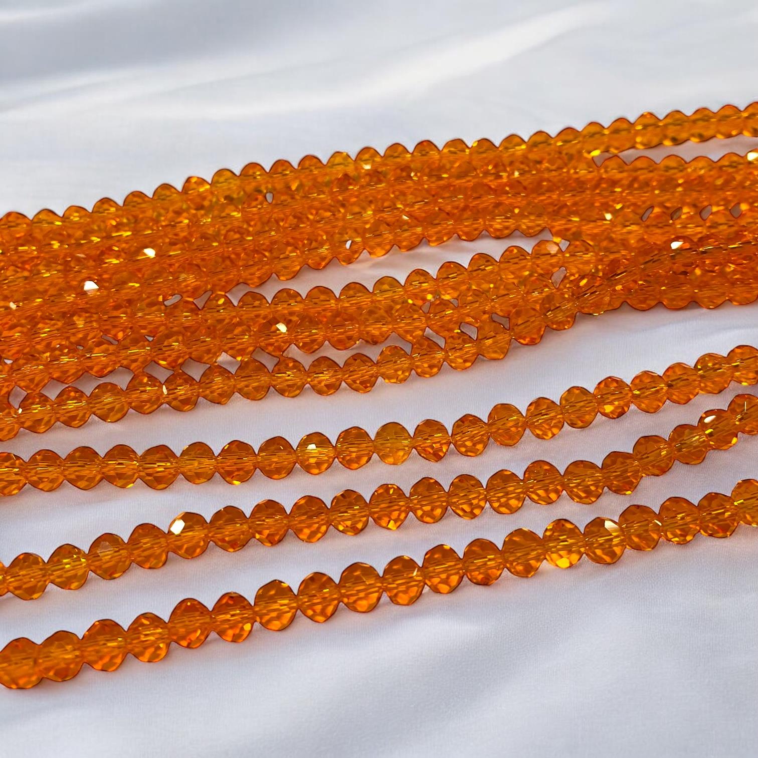 Kristal Dizi Cam Boncuk (6 mm) Saydam Turuncu