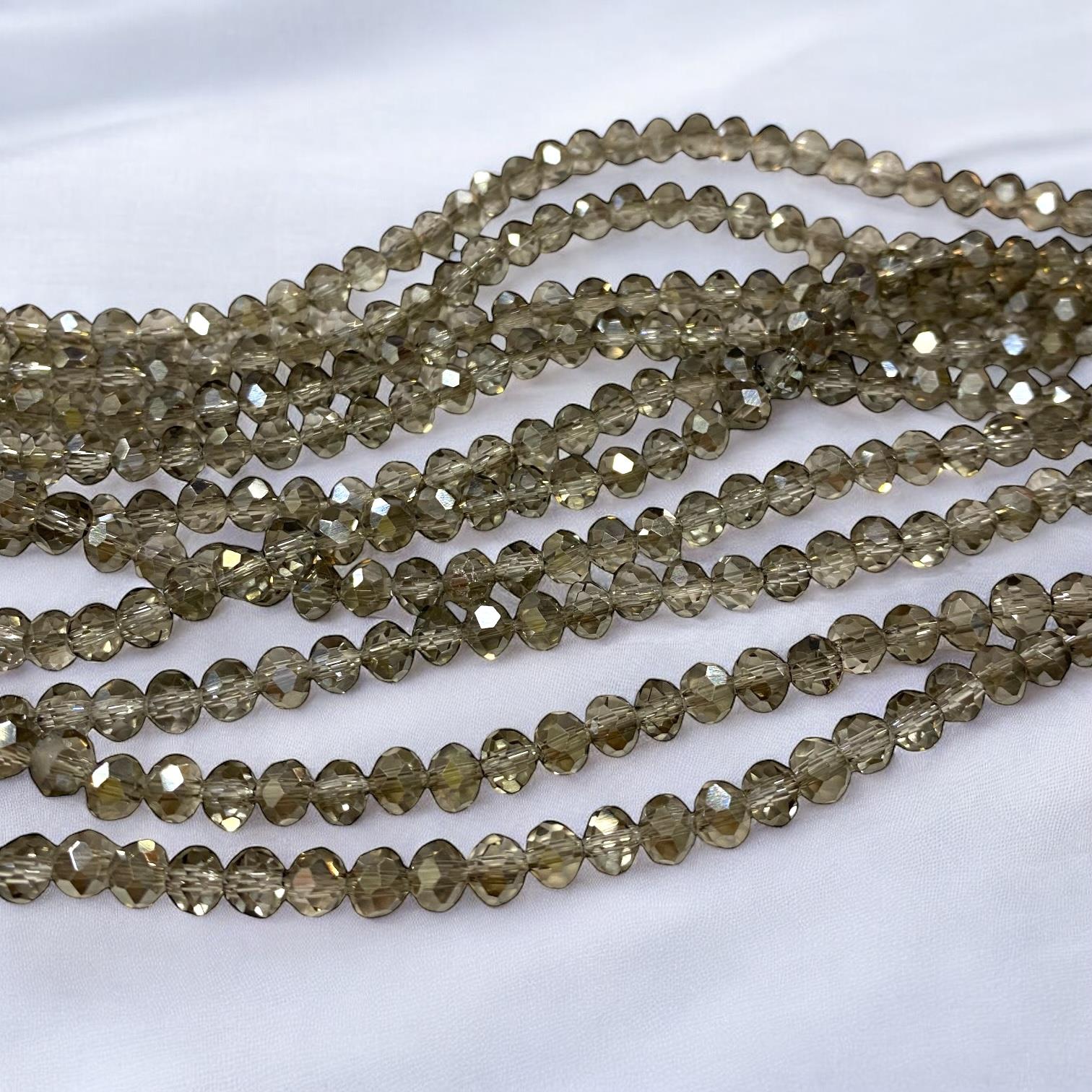 Kristal Dizi Cam Boncuk (6 mm) Sedef Silver