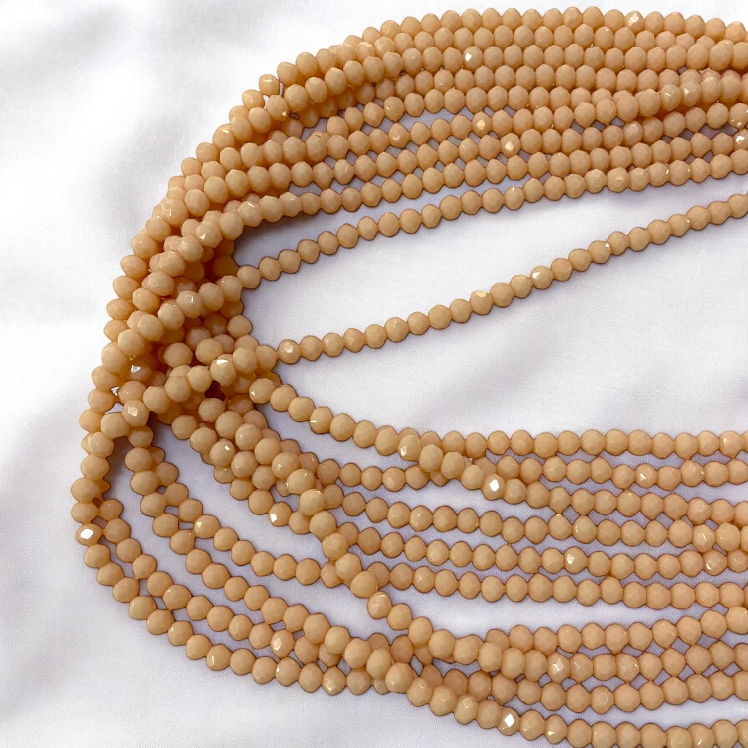 Kristal Dizi Cam Boncuk (6 mm) Somon