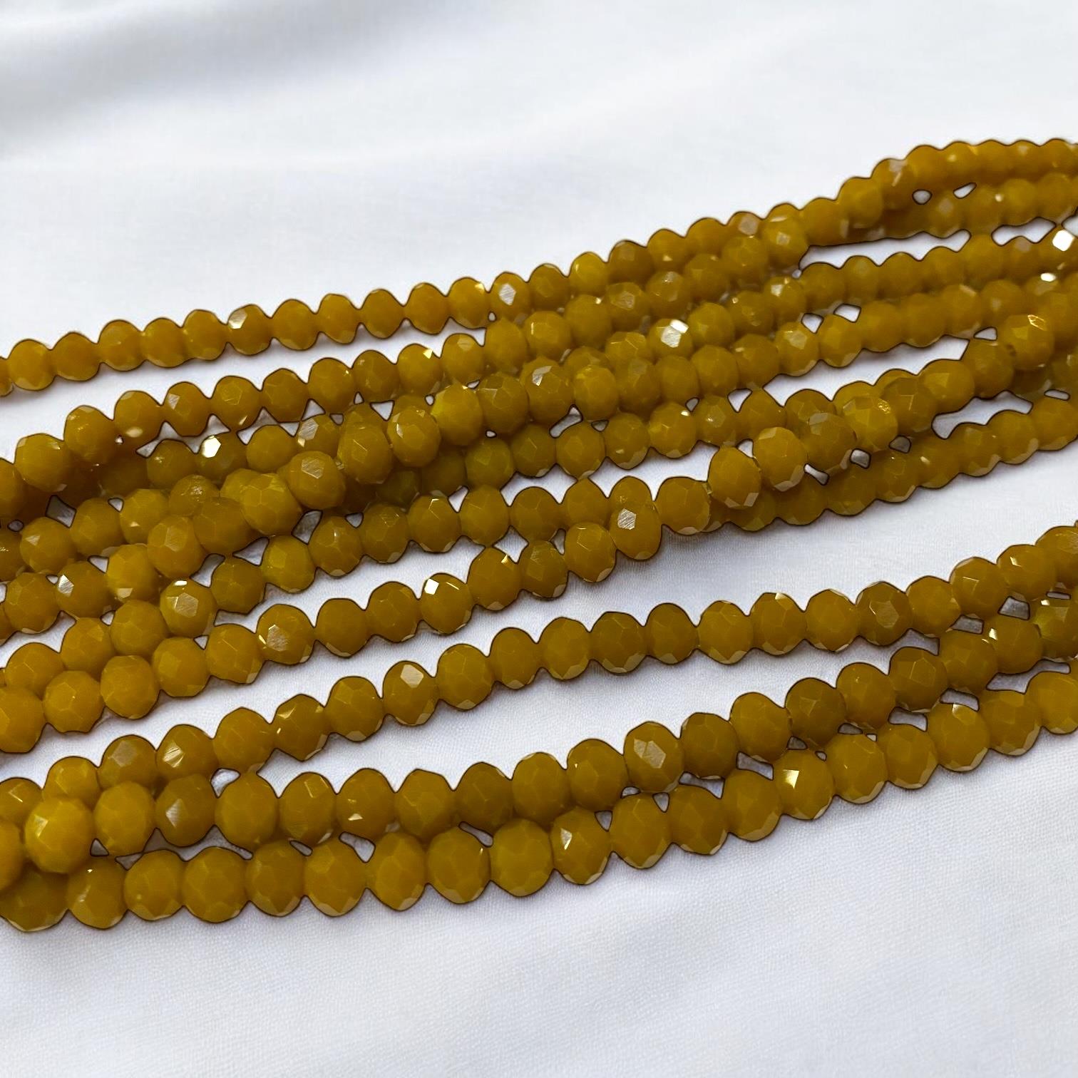 Kristal Dizi Cam Boncuk (6 mm) Taba