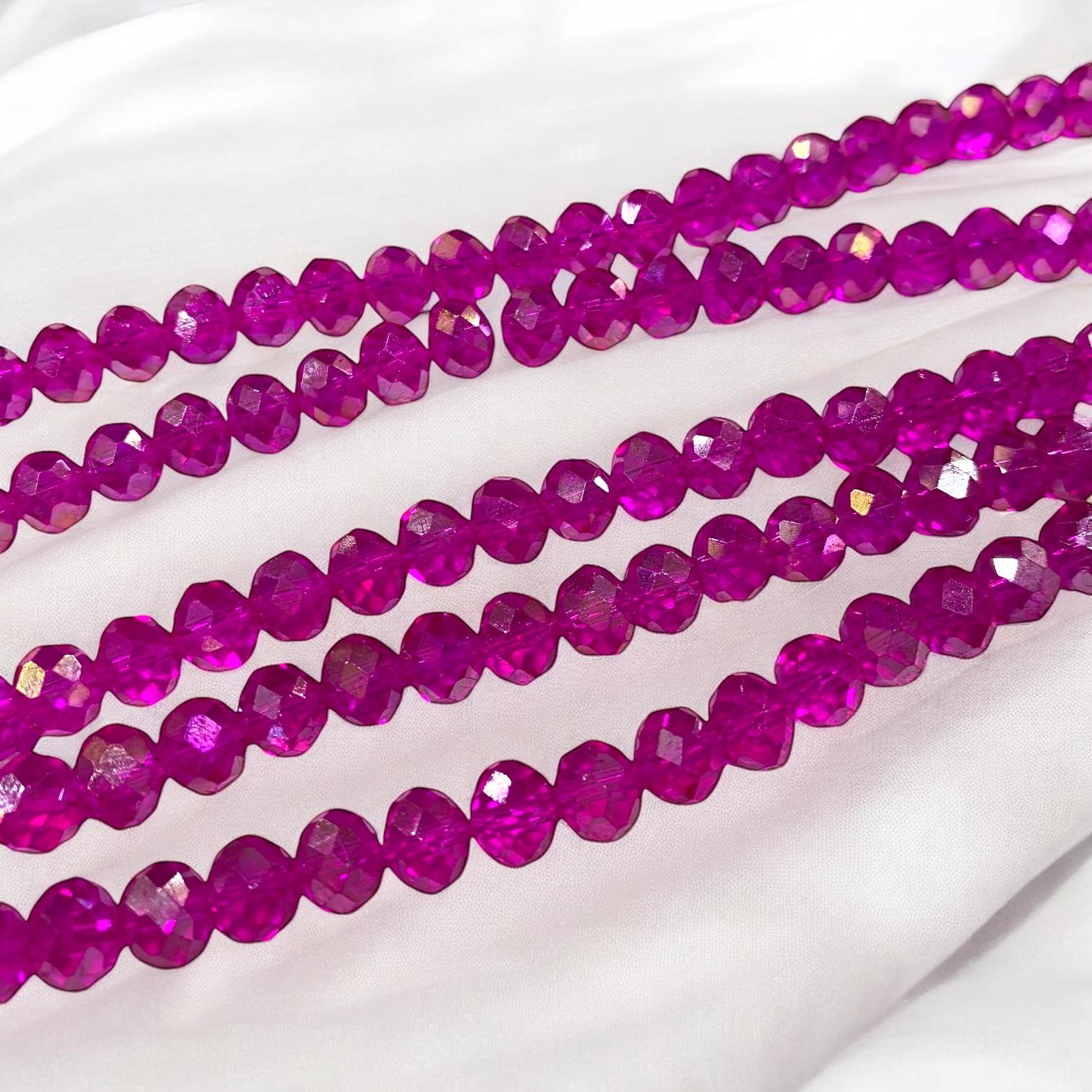 Kristal Dizi Cam Boncuk (8 mm) Fuşya