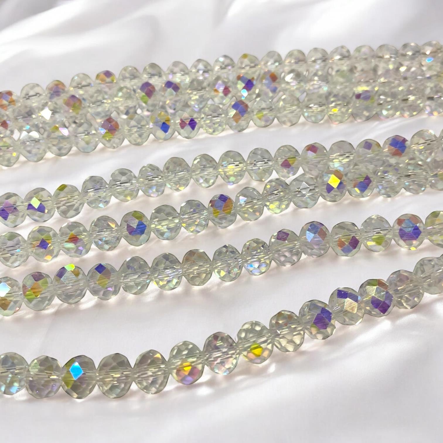 Kristal Dizi Cam Boncuk (8 mm) JanJan Beyaz