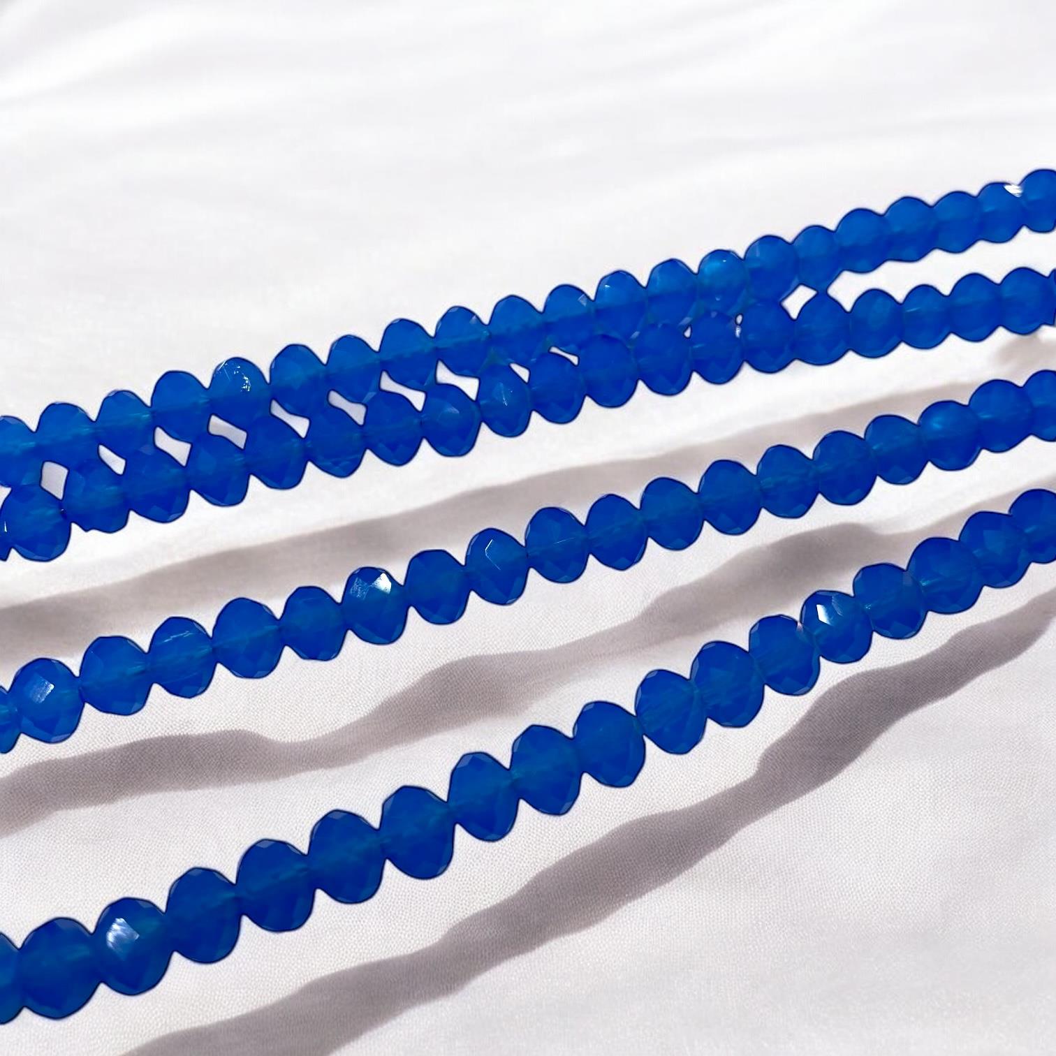 Kristal Dizi Cam Boncuk (8 mm) Mat Buz Mavi
