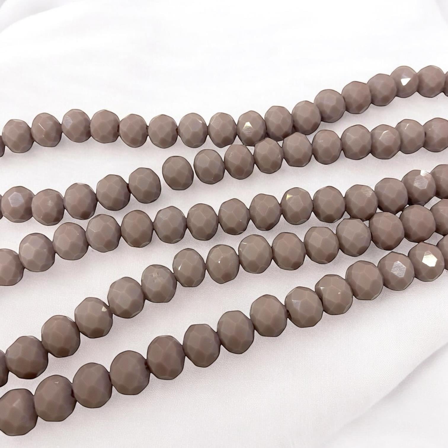 Kristal Dizi Cam Boncuk (8 mm) Mat Lila