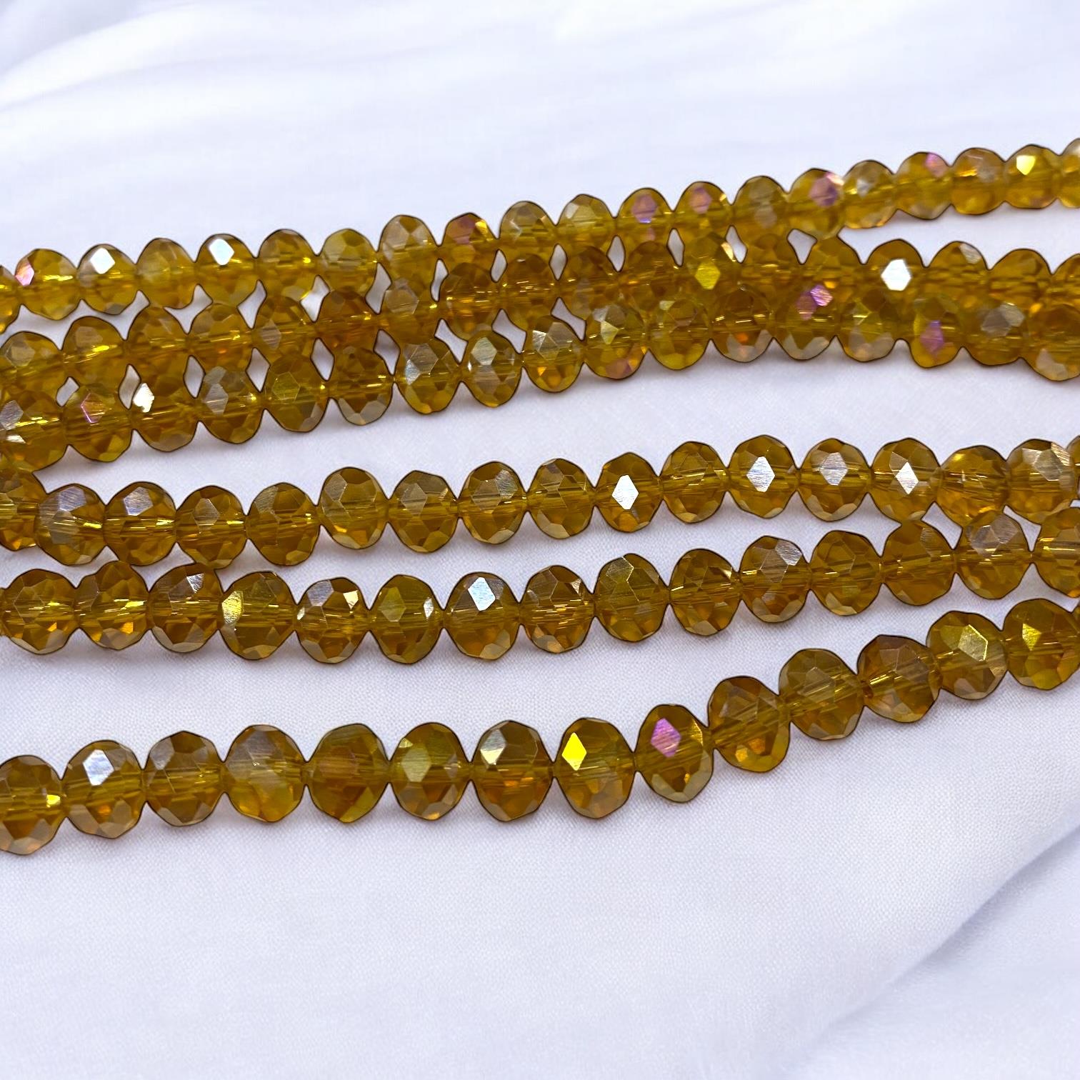 Kristal Dizi Cam Boncuk (8 mm) Retro Amber