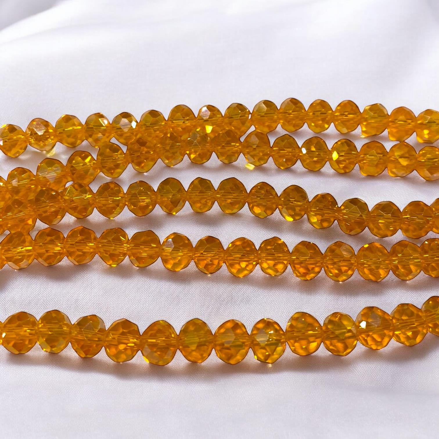 Kristal Dizi Cam Boncuk (8 mm) Saydam Turuncu