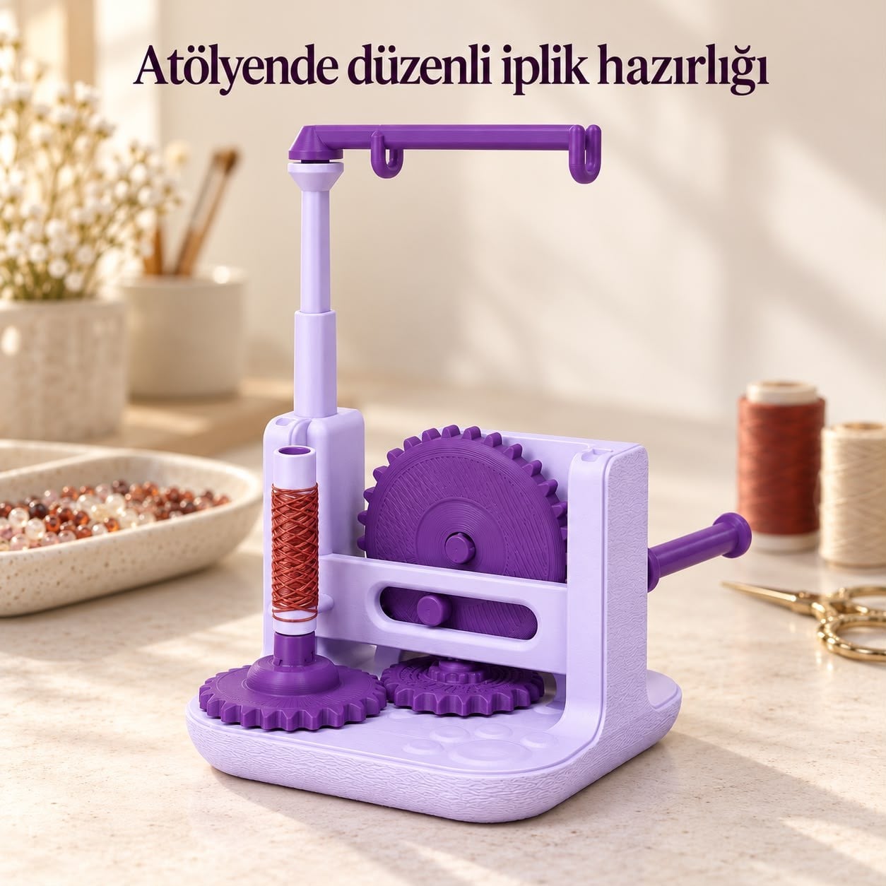 Manuel İplik ve Misina Sarma Makinesi +6 Bobin