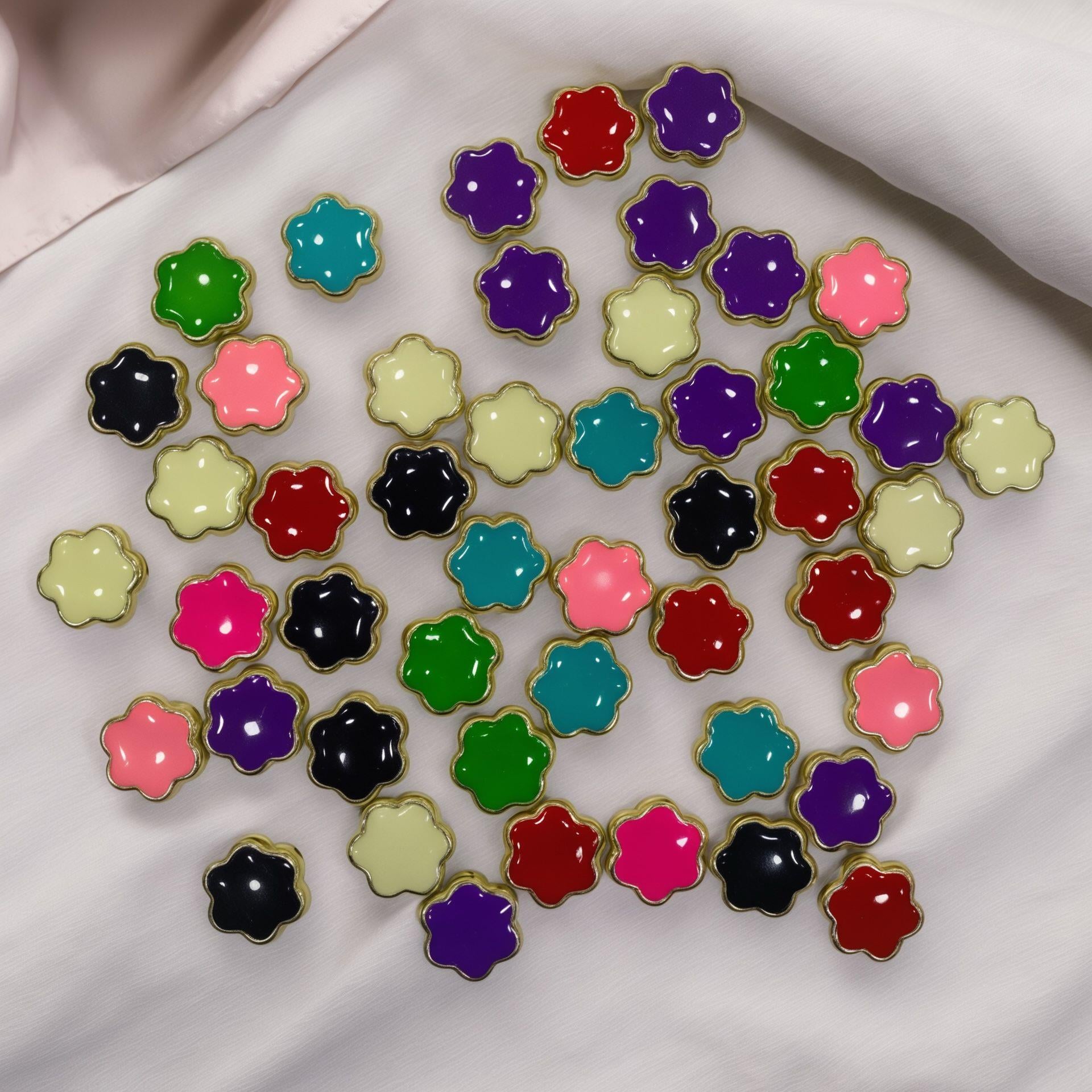 Miks Renkli Çiçek Plastik Şeker Boncuklar - 5 Adet