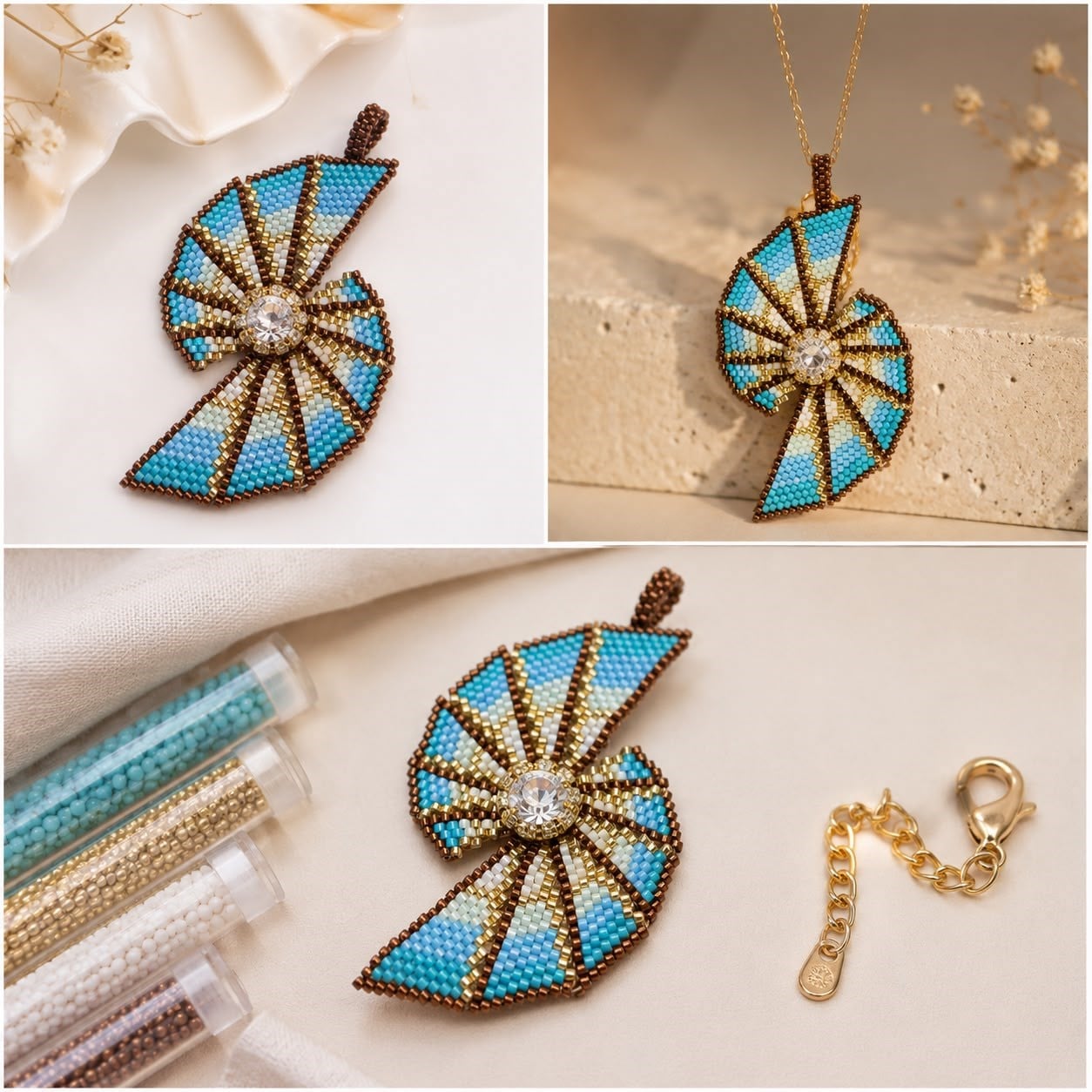 Miyuki Asymmetric Pendant Kolye
