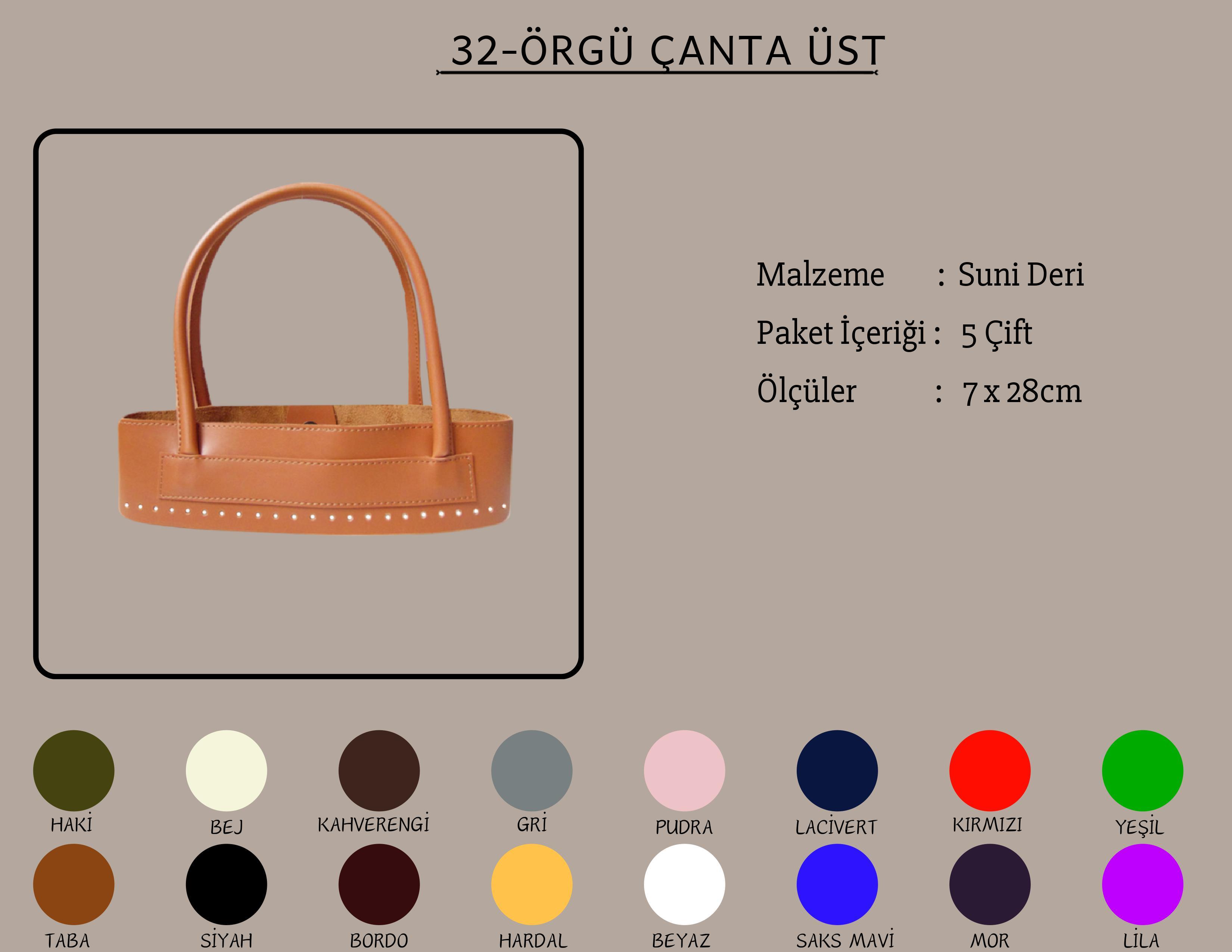 Örgü Çanta Üstü 7x28 CM