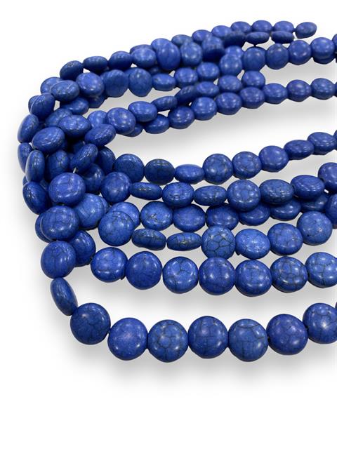 Oval, Yassı Kesim Sedef Dizi Doğal taş 20 MM Koyu Mavi
