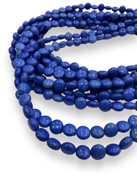 Oval, Yassı Kesim Sedef Dizi Doğal taş 15 MM Koyu Mavi