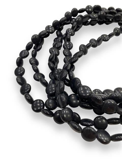 Oval, Yassı Kesim Sedef Dizi Doğal taş 20 MM Siyah