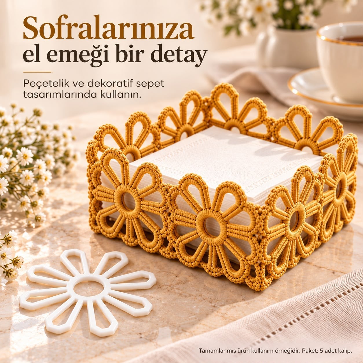 Papatya Motif Kalıbı – 8 × 8 cm | 5 Adet