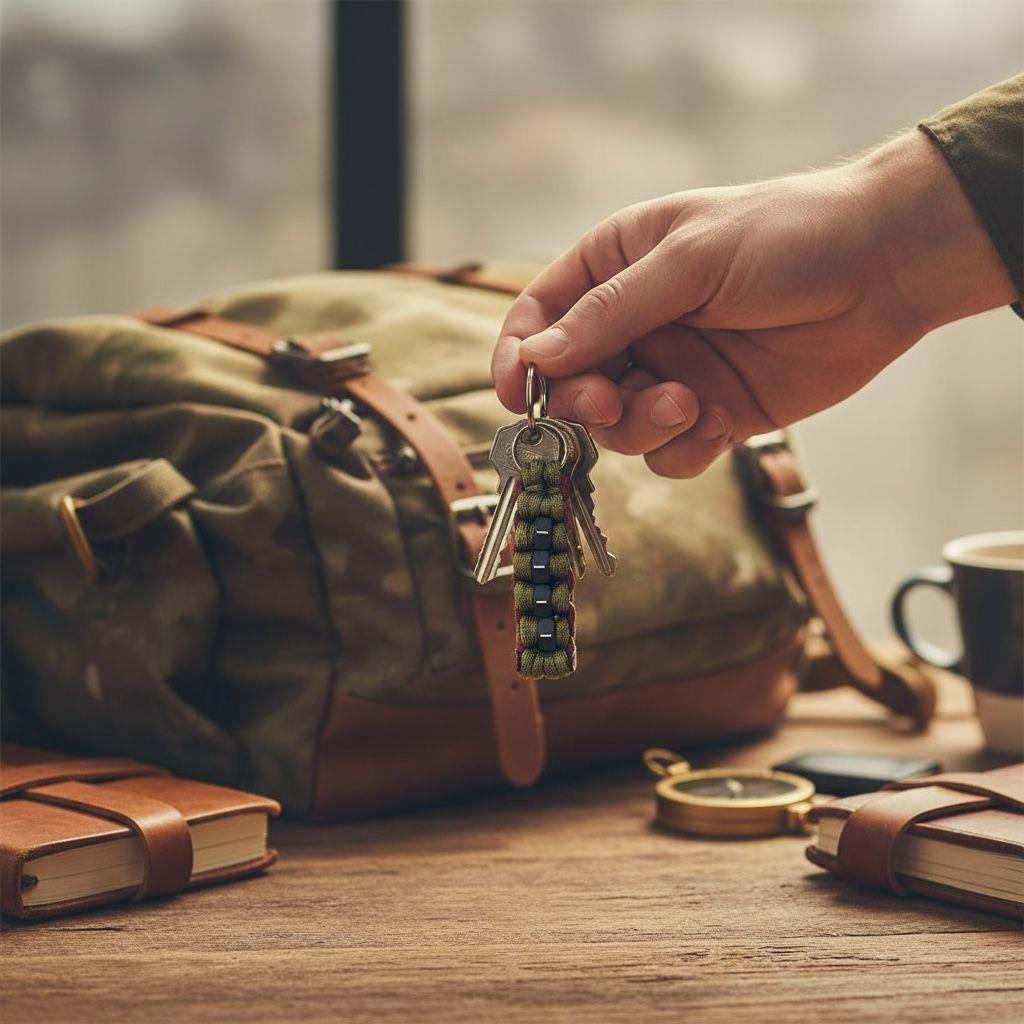 Paracord Outdoor Makrome Anahtarlık, Çanta Askılığı Kamuflaj