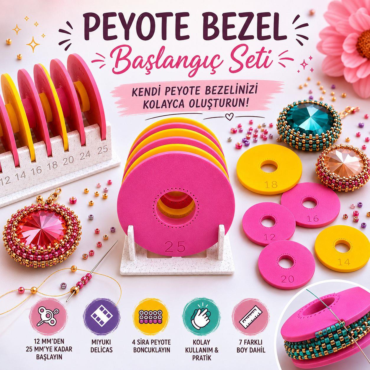 Peyote Profesyonel Rivoli ve Kabotaş - Bezel, Çerçeve Seti